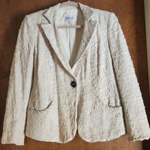 ARMANI Collezioni Women's Cream Textured Blazer Size 12